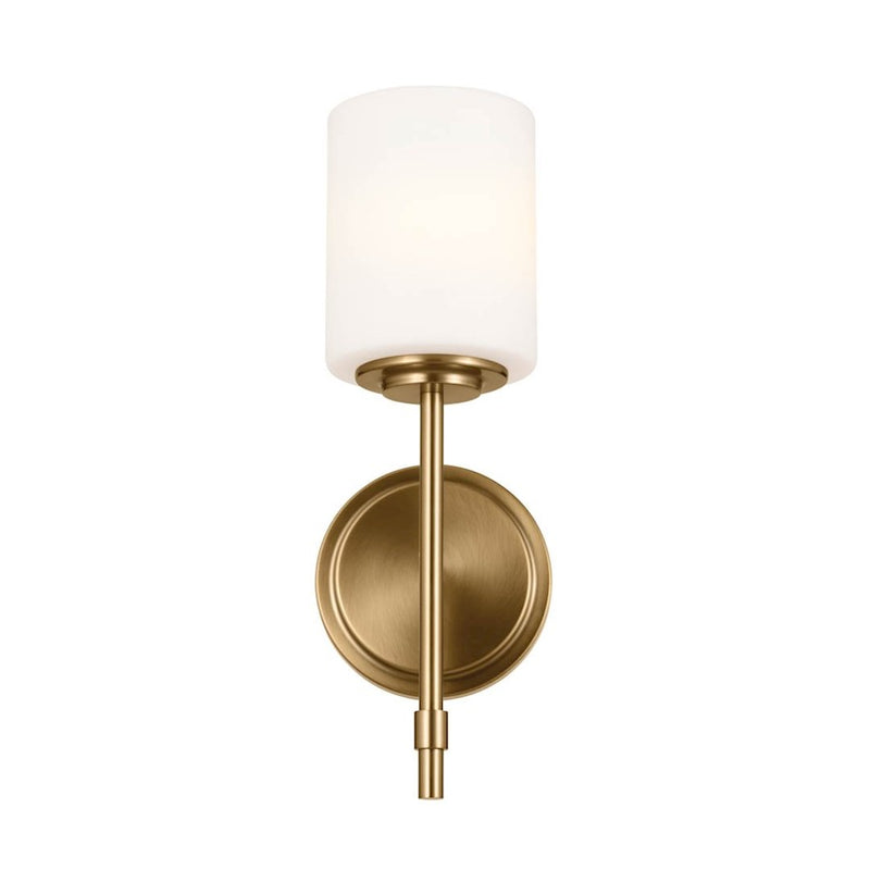 Kichler Ali 1-Light Wall Sconce | Updated Traditional Polished Nickel and Satin Etched Cased Opal Glass | Bathroom & Hallway | Model 55140PN