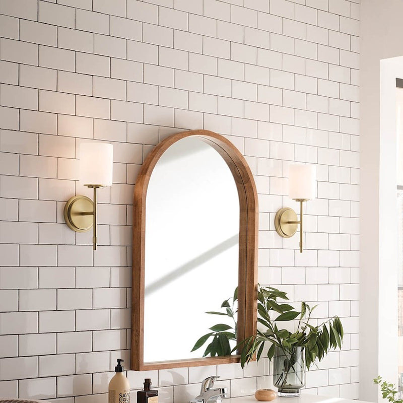 Kichler Ali 1-Light Wall Sconce | Updated Traditional Polished Nickel and Satin Etched Cased Opal Glass | Bathroom & Hallway | Model 55140PN