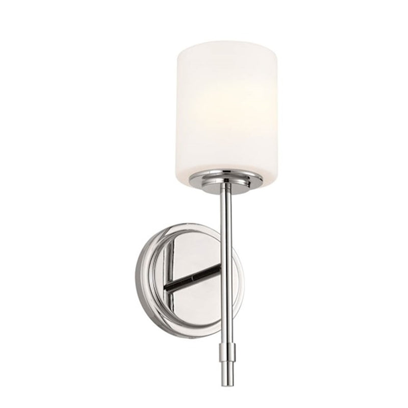 Kichler Ali 1-Light Wall Sconce | Updated Traditional Polished Nickel and Satin Etched Cased Opal Glass | Bathroom & Hallway | Model 55140PN