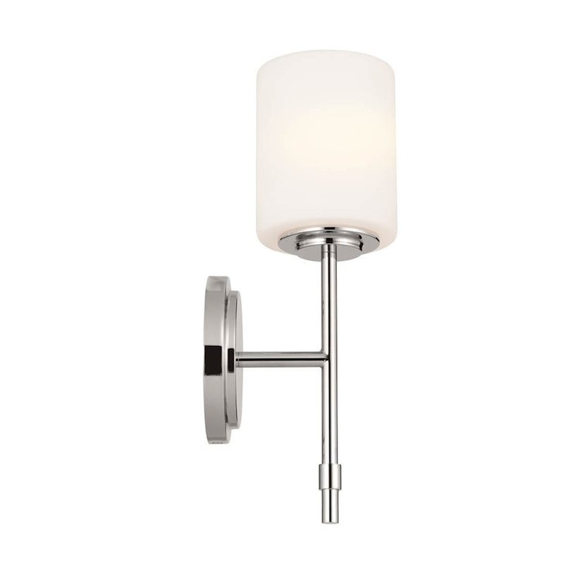 Kichler Ali 1-Light Wall Sconce | Updated Traditional Polished Nickel and Satin Etched Cased Opal Glass | Bathroom & Hallway | Model 55140PN
