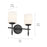 Kichler Ali 14in 2-Light Vanity Light | Black Steel & Satin Etched Opal Glass | Bathroom & Powder Room Light | Damp Rated, Dimmable | Model 55141BK