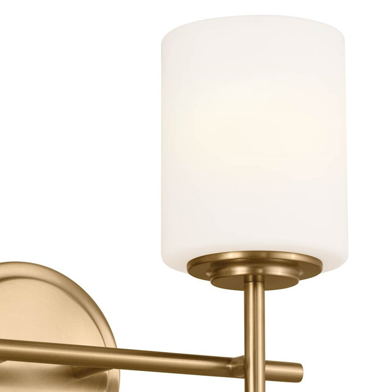 Kichler Ali 14in 2-Light Bath Vanity | Updated Traditional Polished Nickel and Satin Etched Opal Glass | Bathroom Vanity | Model 55141PN