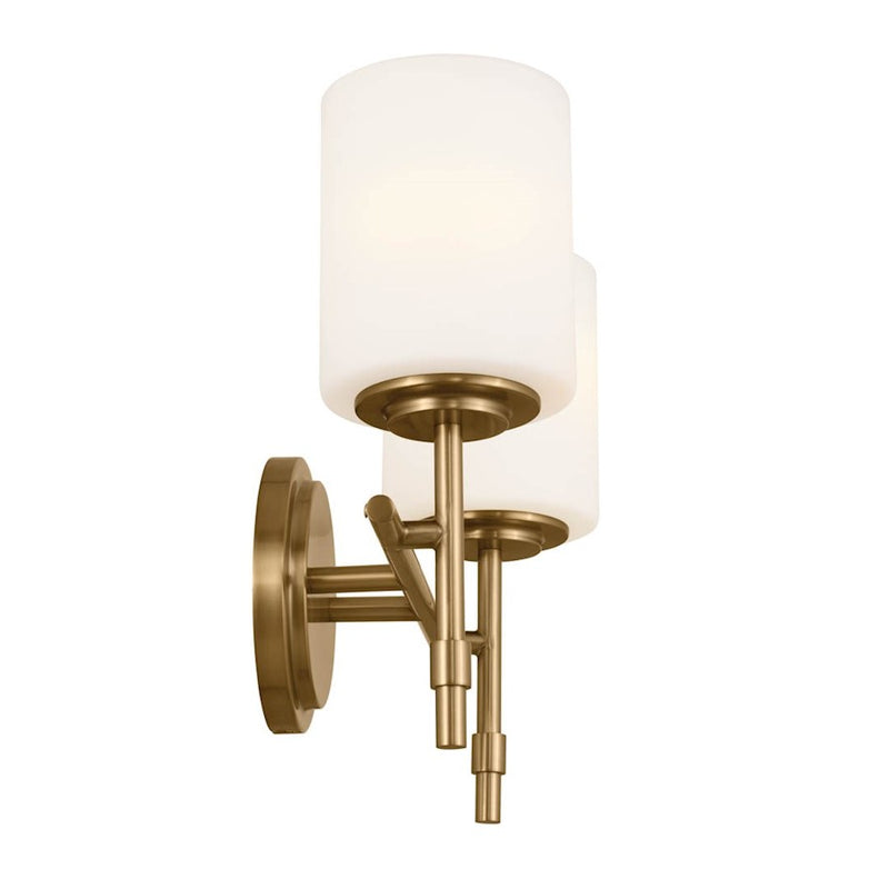 Kichler Ali 14in 2-Light Bath Vanity | Updated Traditional Polished Nickel and Satin Etched Opal Glass | Bathroom Vanity | Model 55141PN