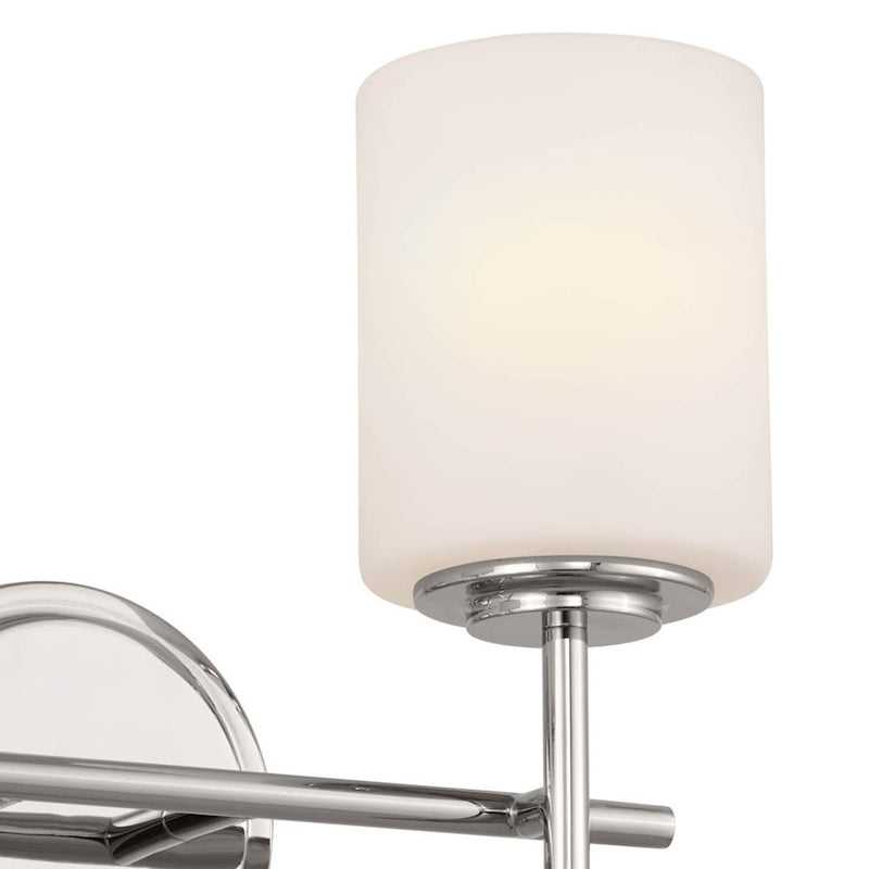 Kichler Ali 14in 2-Light Bath Vanity | Updated Traditional Polished Nickel and Satin Etched Opal Glass | Bathroom Vanity | Model 55141PN