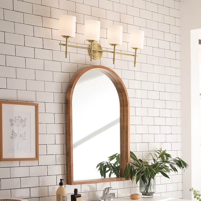 Kichler Ali 23in 3-Light Bath Vanity Light | Traditional Brushed Natural Brass with Opal Glass | Powder Room & Primary Bathroom Light | Model 55142BNB