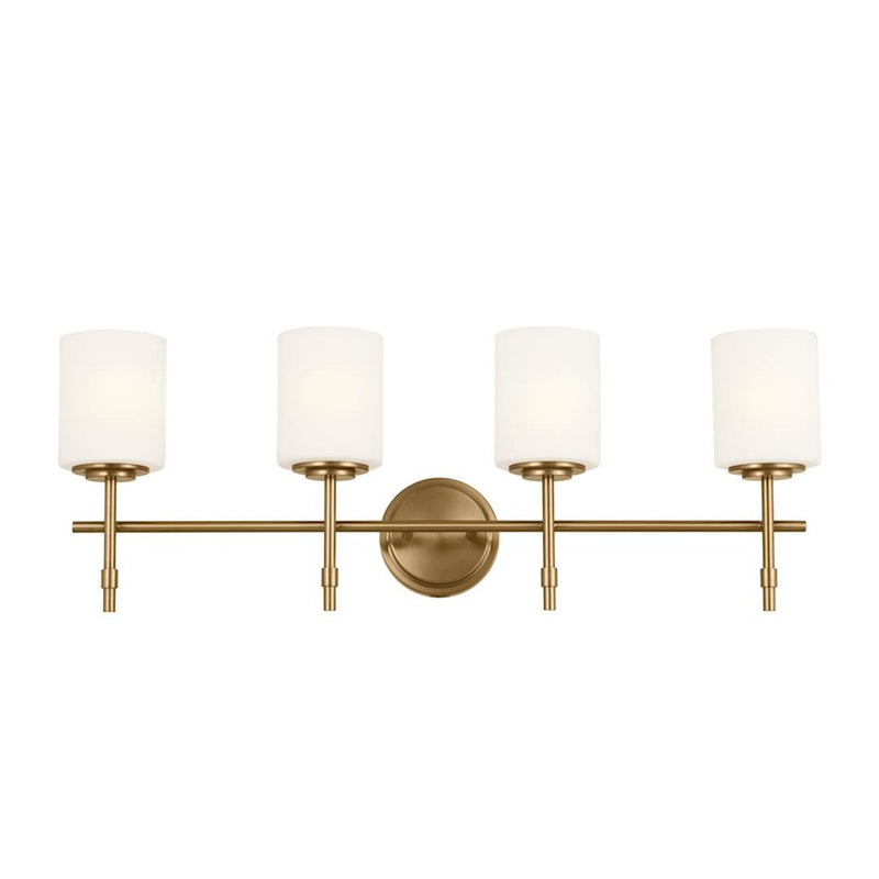 Kichler Ali 32in 4-Light Bath Vanity | Updated Traditional Polished Nickel and Etched Cased Opal Glass | Bathroom Vanity Light | Model 55143PN
