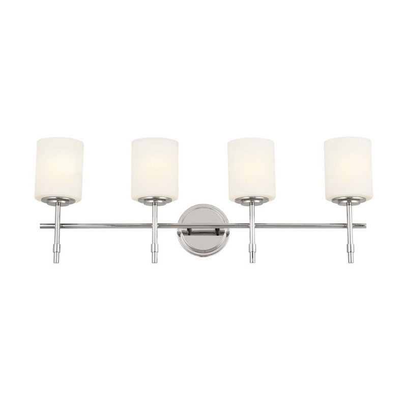 Kichler Ali 32in 4-Light Bath Vanity | Updated Traditional Polished Nickel and Etched Cased Opal Glass | Bathroom Vanity Light | Model 55143PN