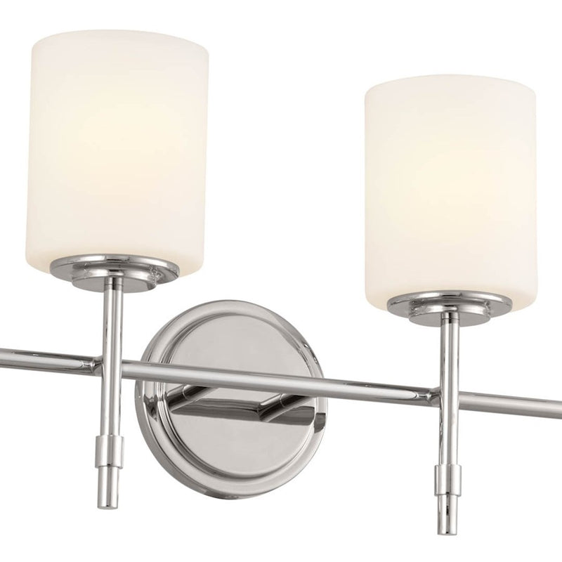 Kichler Ali 32in 4-Light Bath Vanity | Updated Traditional Polished Nickel and Etched Cased Opal Glass | Bathroom Vanity Light | Model 55143PN