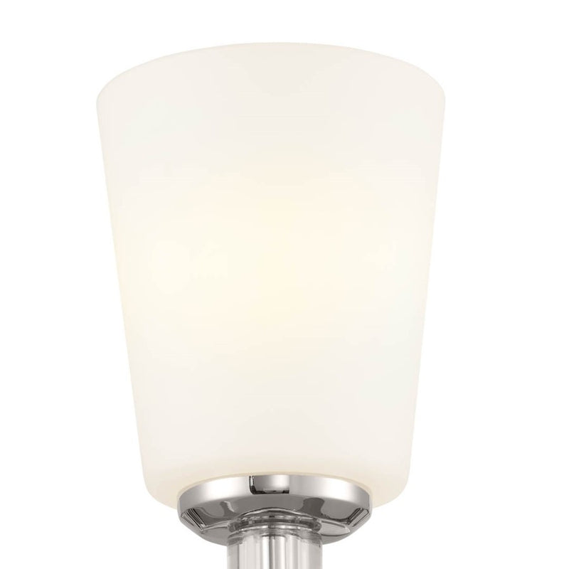 Kichler Rosalind 12in 1-Light Wall Sconce | Updated Traditional Polished Nickel and Satin Etched Cased Opal Glass | Bathroom & Powder | Model 55145PN