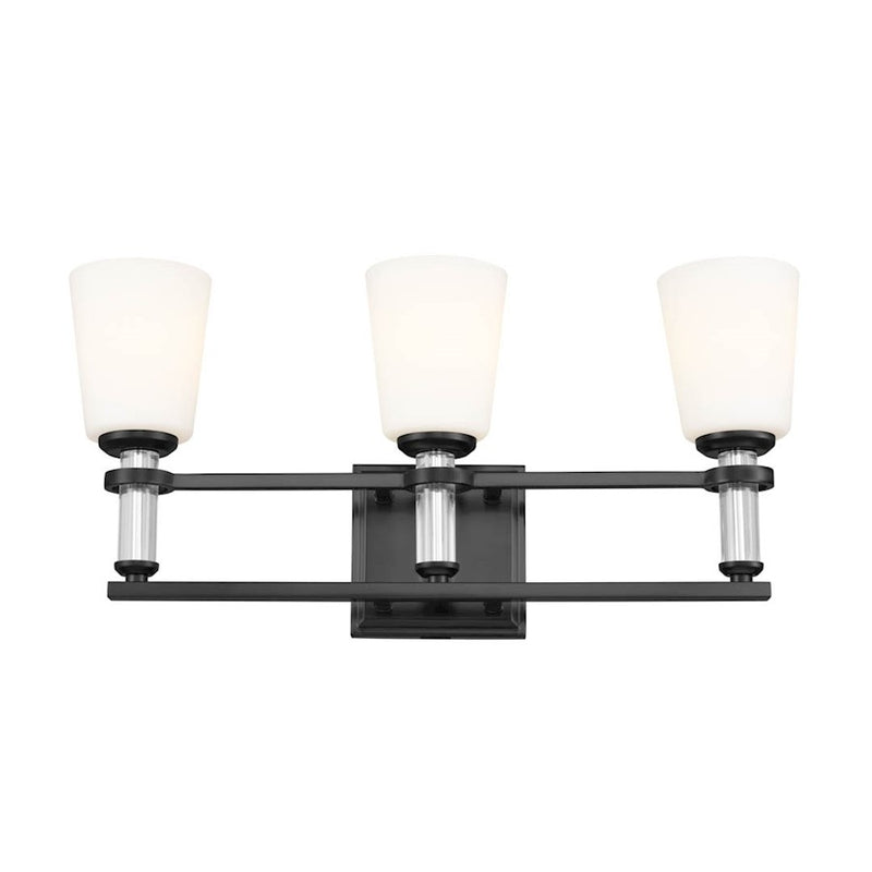 Kichler Rosalind 24in 3-Light Vanity Light | Traditional Black Steel with Satin Etched Opal | Bathroom & Powder Room Light | Model 55147BK