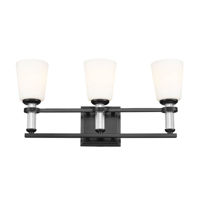 Kichler Rosalind 24in 3-Light Vanity Light | Traditional Black Steel with Satin Etched Opal | Bathroom & Powder Room Light | Model 55147BK