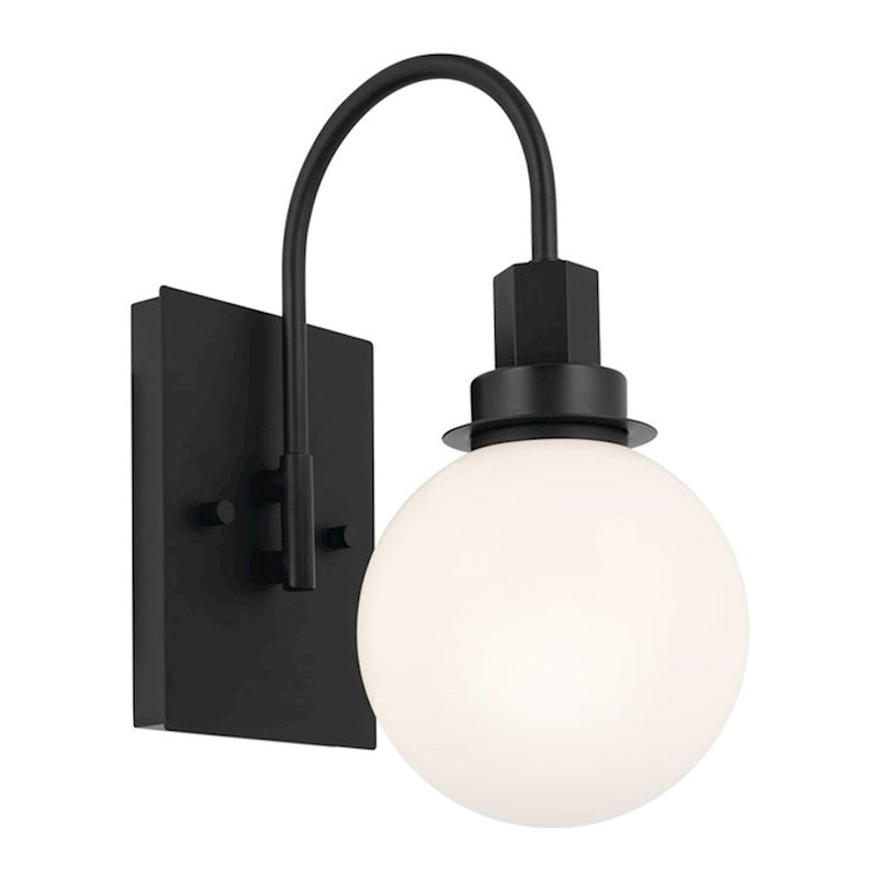 Kichler Hex 12in 1-Light Wall Sconce | Champagne Bronze and Opal Glass | Living Room & Bedroom | 5.75 x 11.5 x 9 in | Model 55149CPZ