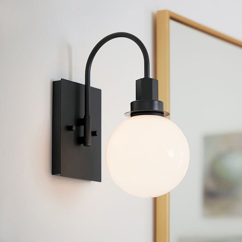 Kichler Hex 12in 1-Light Wall Sconce | Champagne Bronze and Opal Glass | Living Room & Bedroom | 5.75 x 11.5 x 9 in | Model 55149CPZ