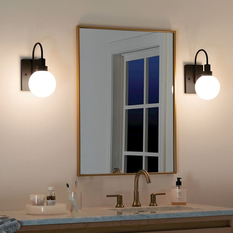 Kichler Hex 12in 1-Light Wall Sconce | Champagne Bronze and Opal Glass | Living Room & Bedroom | 5.75 x 11.5 x 9 in | Model 55149CPZ