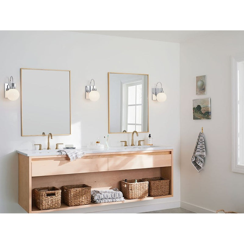 Kichler Hex 12in 1-Light Wall Sconce | Champagne Bronze and Opal Glass | Living Room & Bedroom | 5.75 x 11.5 x 9 in | Model 55149CPZ