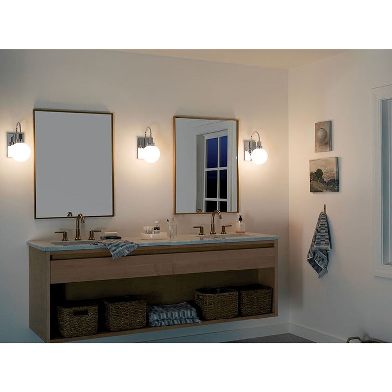 Kichler Hex 12in 1-Light Wall Sconce | Champagne Bronze and Opal Glass | Living Room & Bedroom | 5.75 x 11.5 x 9 in | Model 55149CPZ