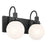Kichler Hex 14in 2-Light Vanity | Soft Modern Black Steel & Opal Glass | Bathroom Vanity Light | 120V, 2 x 60W Candelabra, Dimmable | Model 55150BK