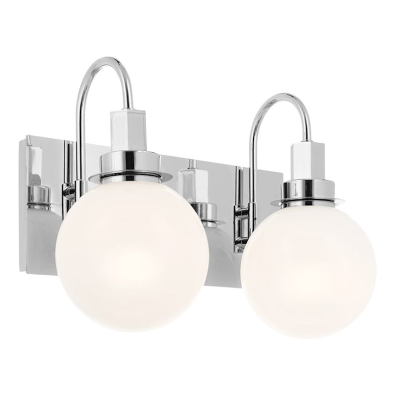 Kichler Hex 14in 2-Light Vanity Light | Soft Modern Champagne Bronze and Opal Glass | Bathroom Vanity | 14 x 10 x 7 in | Model 55150CPZ