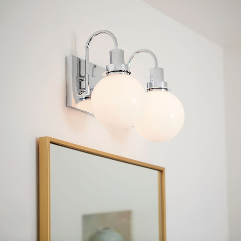 Kichler Hex 14in 2-Light Vanity Light | Soft Modern Champagne Bronze and Opal Glass | Bathroom Vanity | 14 x 10 x 7 in | Model 55150CPZ