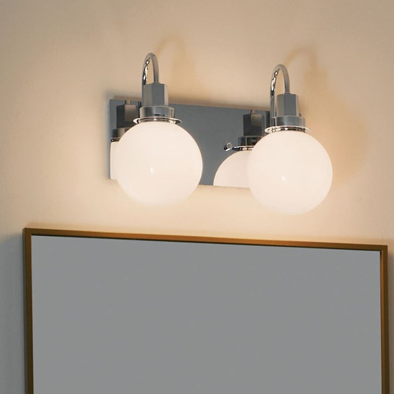 Kichler Hex 14in 2-Light Vanity Light | Soft Modern Champagne Bronze and Opal Glass | Bathroom Vanity | 14 x 10 x 7 in | Model 55150CPZ