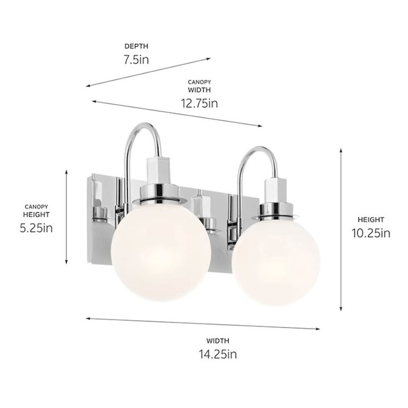 Kichler Hex 14in 2-Light Vanity Light | Soft Modern Champagne Bronze and Opal Glass | Bathroom Vanity | 14 x 10 x 7 in | Model 55150CPZ