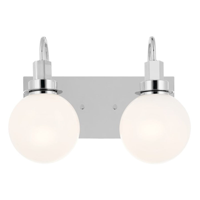 Kichler Hex 14in 2-Light Vanity Light | Soft Modern Champagne Bronze and Opal Glass | Bathroom Vanity | 14 x 10 x 7 in | Model 55150CPZ