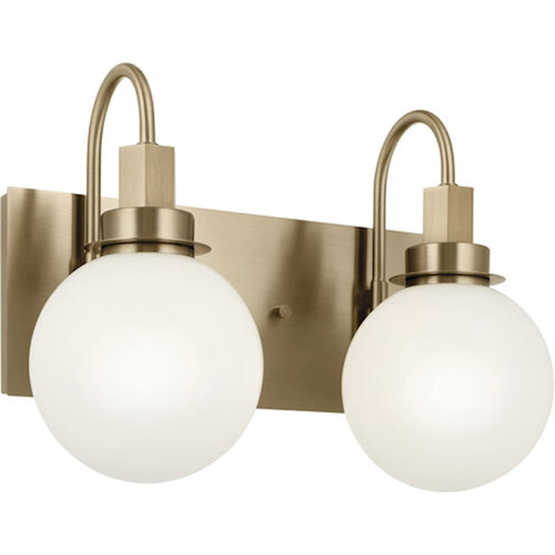 Kichler Hex 14in 2-Light Vanity Light | Soft Modern Champagne Bronze and Opal Glass | Bathroom Vanity | 14 x 10 x 7 in | Model 55150CPZ