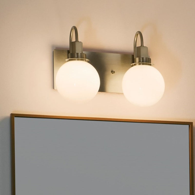 Kichler Hex 14in 2-Light Vanity Light | Soft Modern Champagne Bronze and Opal Glass | Bathroom Vanity | 14 x 10 x 7 in | Model 55150CPZ