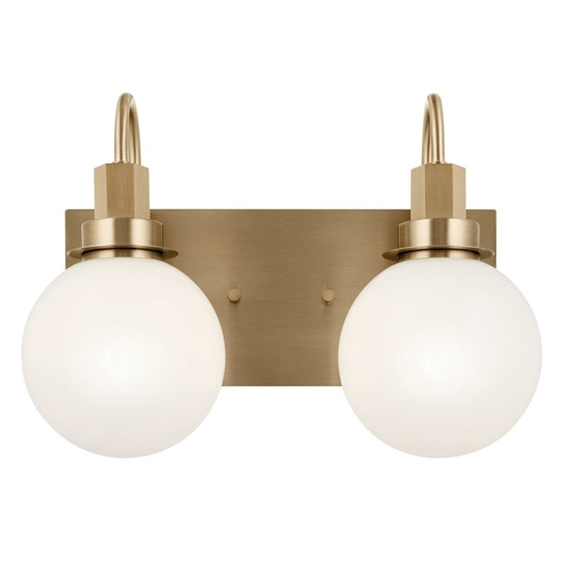 Kichler Hex 14in 2-Light Vanity Light | Soft Modern Champagne Bronze and Opal Glass | Bathroom Vanity | 14 x 10 x 7 in | Model 55150CPZ