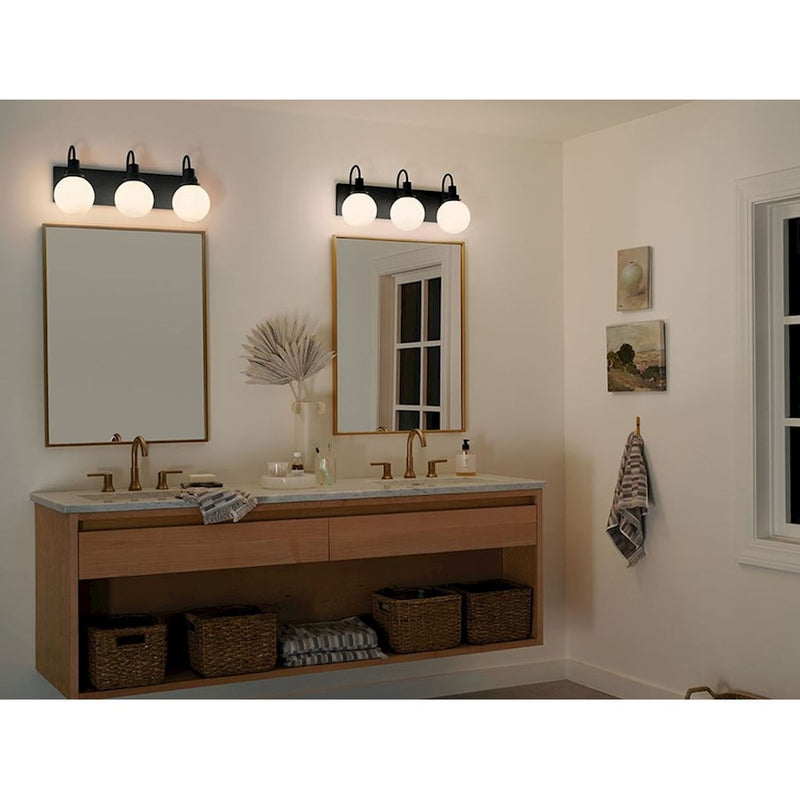 Kichler Hex 23in 3-Light Vanity | Soft Modern Champagne Bronze and Opal Glass | Bathroom Vanity | 22.75 x 10.25 in | Model 55151CPZ