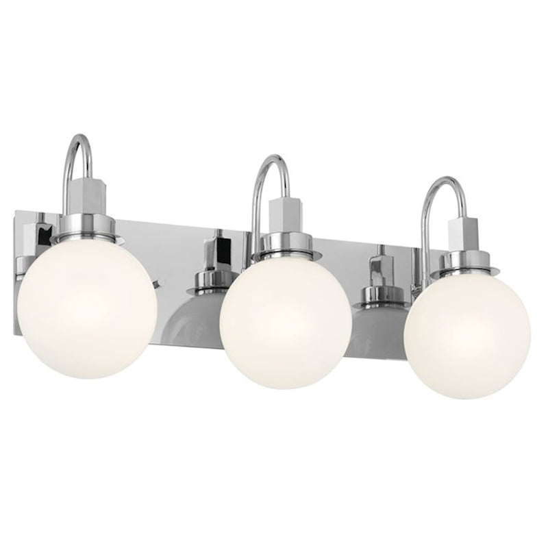 Kichler Hex 23in Wide 3-Light Vanity | Soft Modern Black Steel & Opal Glass | Bathroom Vanity & Damp-Rated Light | Dimmable, 3 E12 | Model 55151BK