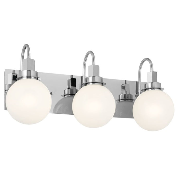 Kichler Hex 23in Wide 3-Light Vanity | Soft Modern Black Steel & Opal Glass | Bathroom Vanity & Damp-Rated Light | Dimmable, 3 E12 | Model 55151BK