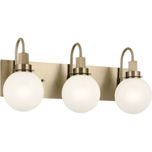 Kichler Hex 23in Wide 3-Light Vanity | Soft Modern Black Steel & Opal Glass | Bathroom Vanity & Damp-Rated Light | Dimmable, 3 E12 | Model 55151BK