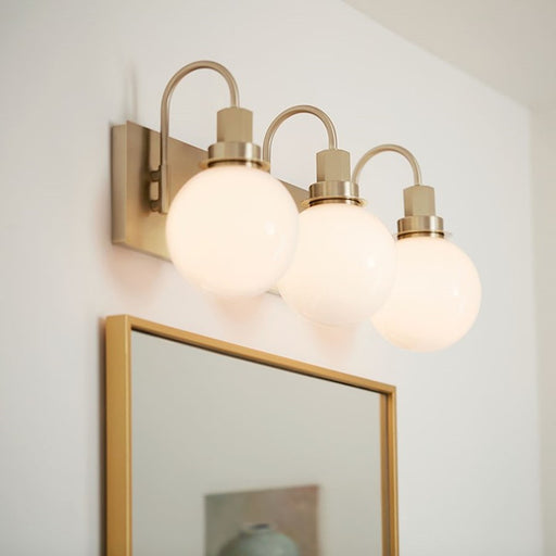 Kichler Hex 23in Wide 3-Light Vanity | Soft Modern Black Steel & Opal Glass | Bathroom Vanity & Damp-Rated Light | Dimmable, 3 E12 | Model 55151BK