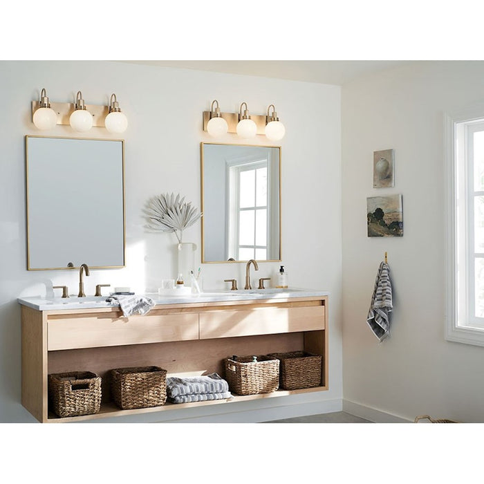 Kichler Hex 23in Wide 3-Light Vanity | Soft Modern Black Steel & Opal Glass | Bathroom Vanity & Damp-Rated Light | Dimmable, 3 E12 | Model 55151BK