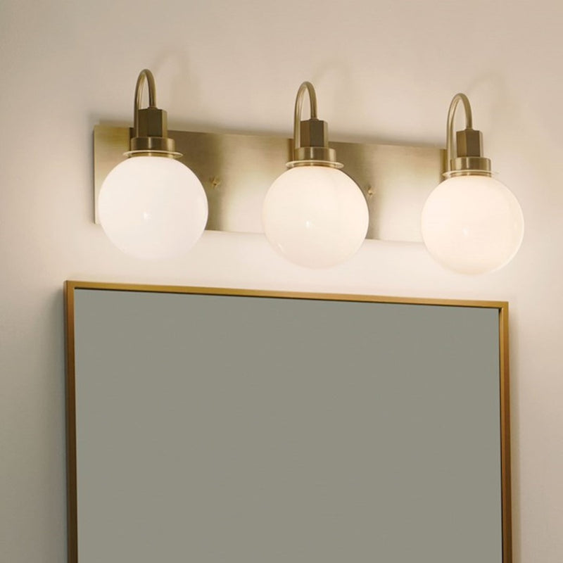 Kichler Hex 23in Wide 3-Light Vanity | Soft Modern Black Steel & Opal Glass | Bathroom Vanity & Damp-Rated Light | Dimmable, 3 E12 | Model 55151BK