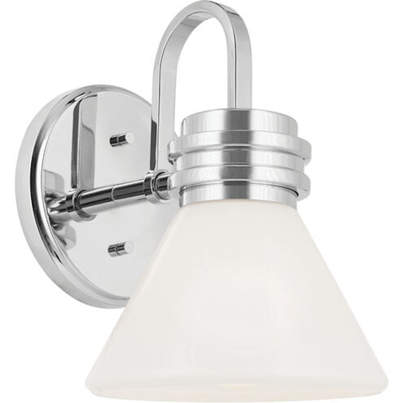 Kichler Farum 10in 1-Light Wall Sconce | Soft Modern Champagne Bronze and Opal Glass | Bathroom & Hallway Accent | Model 55153CPZ