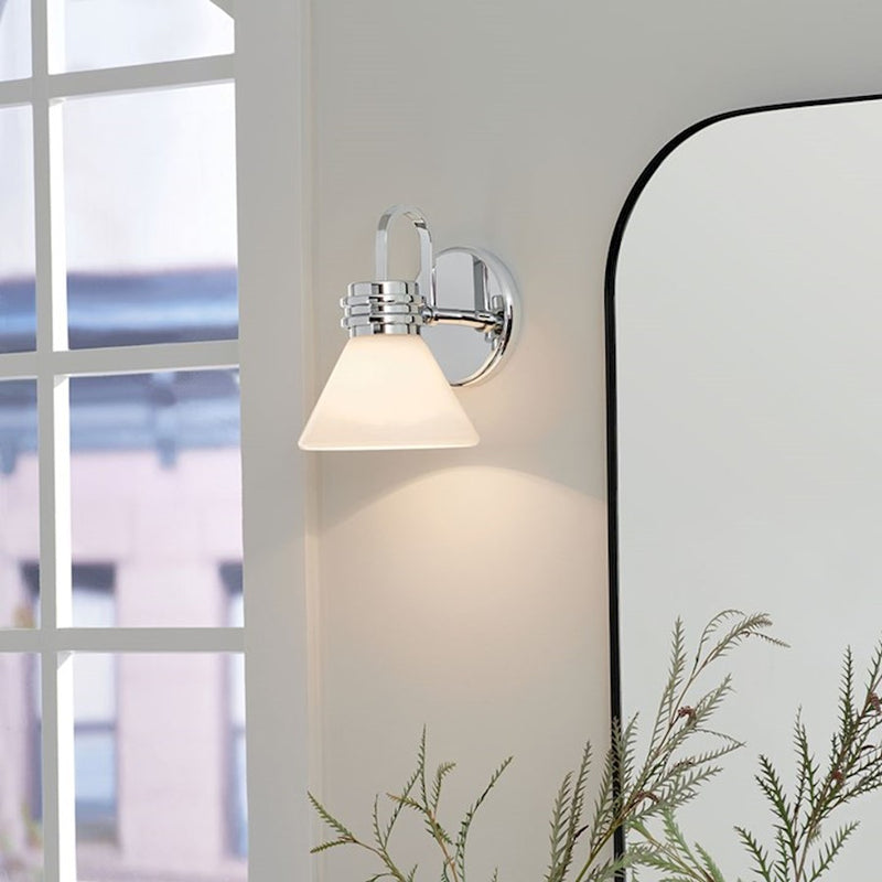 Kichler Farum 10in 1-Light Wall Sconce | Soft Modern Champagne Bronze and Opal Glass | Bathroom & Hallway Accent | Model 55153CPZ
