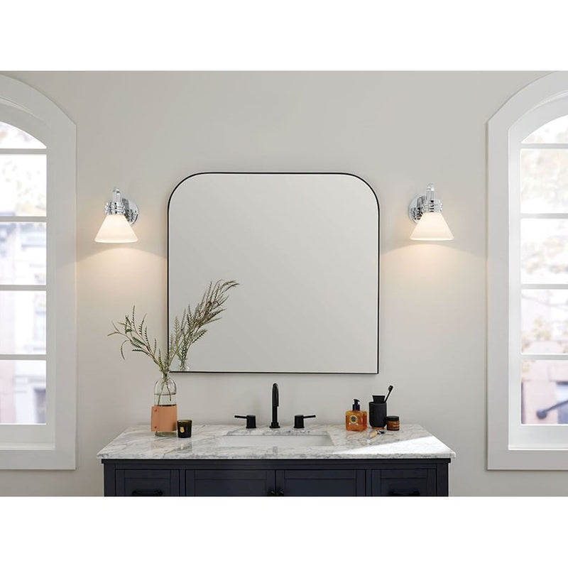 Kichler Farum 10in 1-Light Wall Sconce | Soft Modern Champagne Bronze and Opal Glass | Bathroom & Hallway Accent | Model 55153CPZ