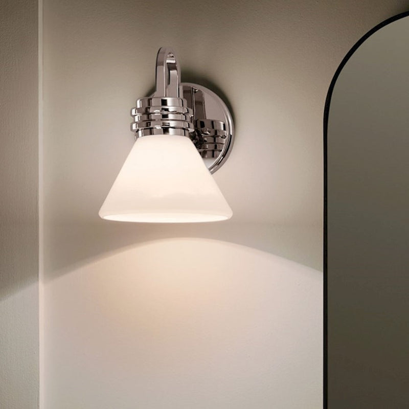Kichler Farum 10in 1-Light Wall Sconce | Soft Modern Champagne Bronze and Opal Glass | Bathroom & Hallway Accent | Model 55153CPZ