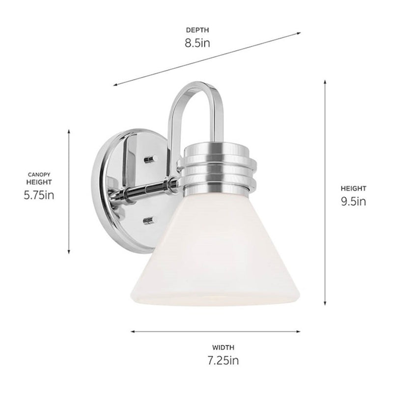 Kichler Farum 10in 1-Light Wall Sconce | Soft Modern Champagne Bronze and Opal Glass | Bathroom & Hallway Accent | Model 55153CPZ