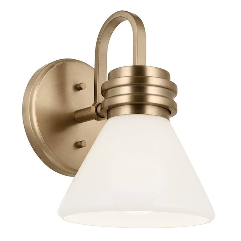 Kichler Farum 10in 1-Light Wall Sconce | Soft Modern Champagne Bronze and Opal Glass | Bathroom & Hallway Accent | Model 55153CPZ