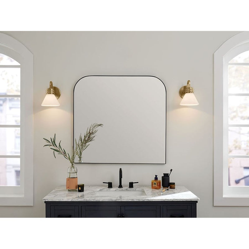 Kichler Farum 10in 1-Light Wall Sconce | Soft Modern Champagne Bronze and Opal Glass | Bathroom & Hallway Accent | Model 55153CPZ
