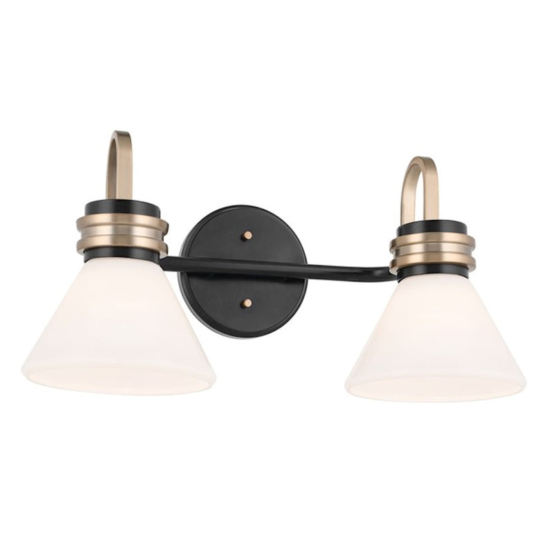 Kichler Farum 19.25in 2-Light Vanity Light | Soft Modern Champagne Bronze & Opal Glass | Bathroom Vanity Light | 60W, Dimmable, Damp | Model 55154CPZ