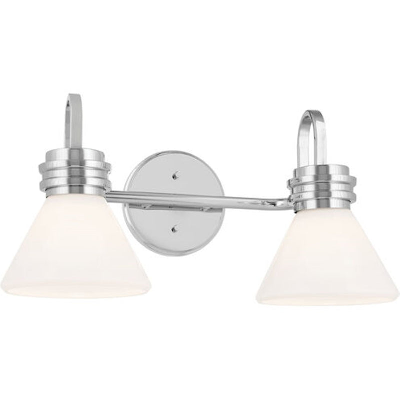 Kichler Farum 19.25in 2-Light Vanity Light | Soft Modern Champagne Bronze & Opal Glass | Bathroom Vanity Light | 60W, Dimmable, Damp | Model 55154CPZ