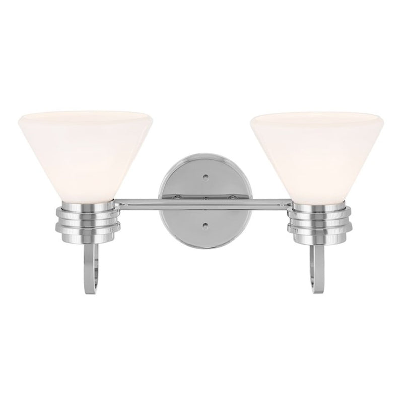Kichler Farum 19.25in 2-Light Vanity Light | Soft Modern Champagne Bronze & Opal Glass | Bathroom Vanity Light | 60W, Dimmable, Damp | Model 55154CPZ