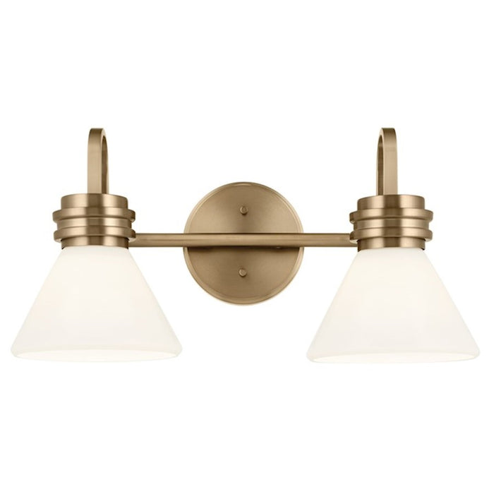 Kichler Farum 19.25in 2-Light Vanity Light | Soft Modern Champagne Bronze & Opal Glass | Bathroom Vanity Light | 60W, Dimmable, Damp Rated | Model 55154CPZ