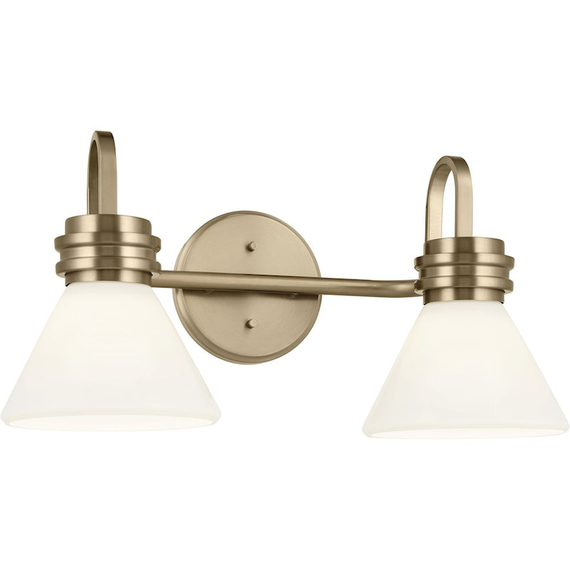 Kichler Farum 19in 2-Light Vanity Light | Champagne Bronze and Clear Glass | Bathroom Vanity | 19.25 x 9.5 in | Model 55154CPZCLR