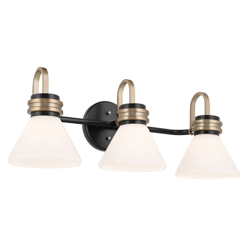 Kichler Farum 26in 3-Light Vanity | Soft Modern Champagne Bronze and Opal Glass | Bathroom Vanity Light | 26 x 10 in | Model 55155CPZ