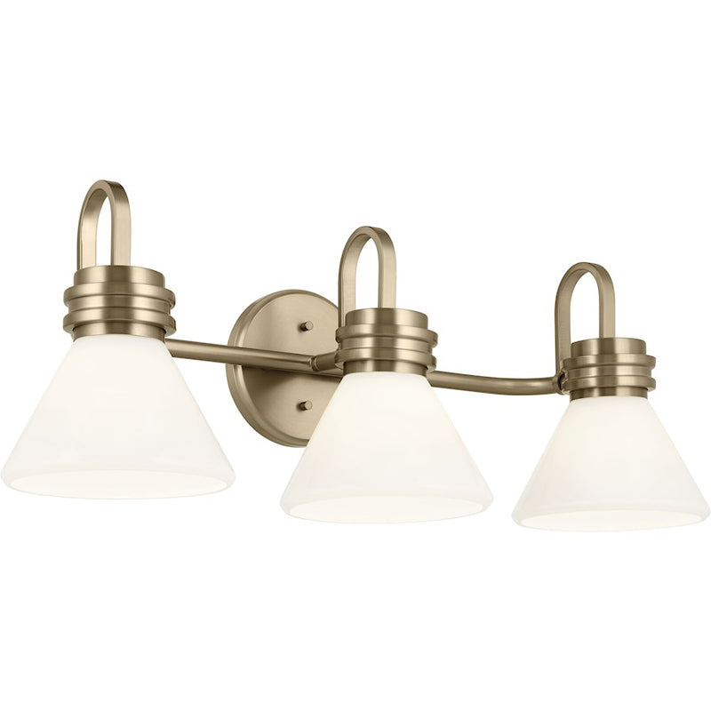 Kichler Farum 26in 3-Light Vanity Light | Modern Black Steel and Clear Glass | Bathroom Vanity | 26 x 9.5 x 9.5 in | Model 55155BKCLR
